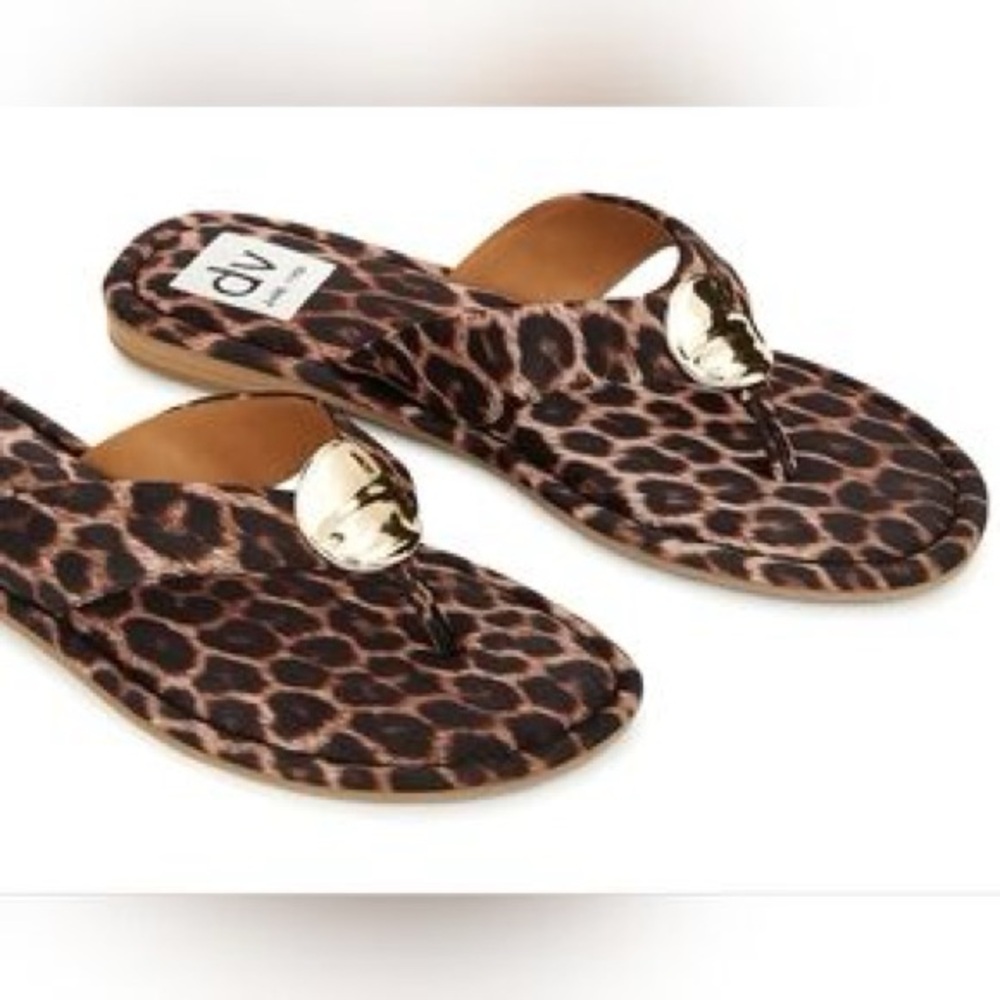Dolce Vita Animal Print Sandals with Gold Detail